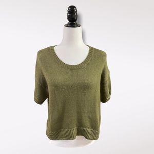 Simons TWIK | Army Green Knit Sweater Shirt 3/4 Sleeves